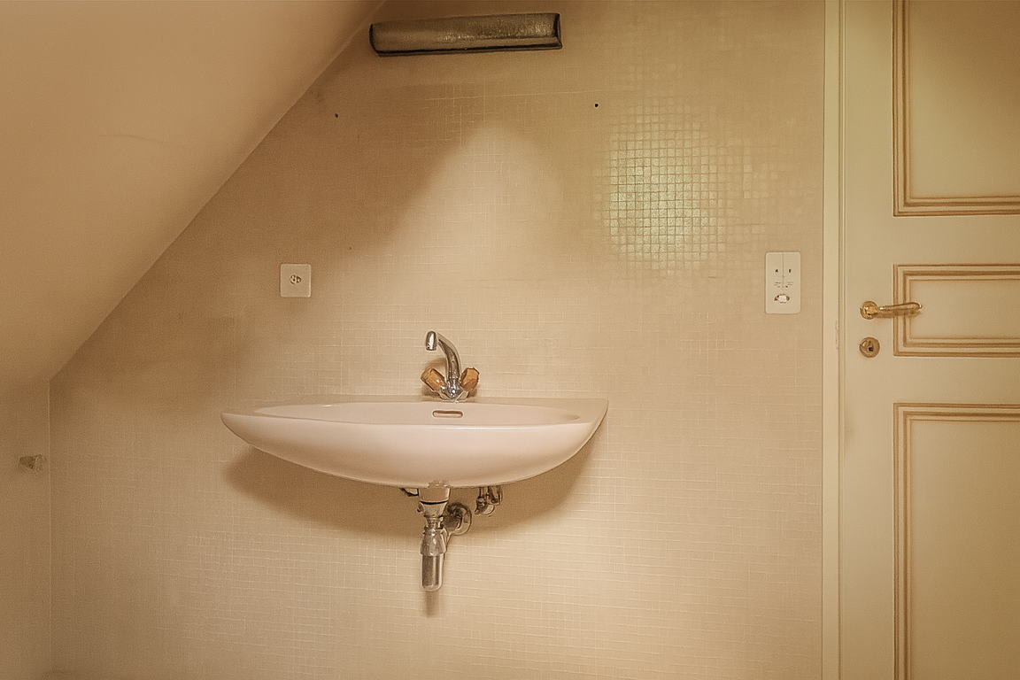 ancienne salle de bains en carrelage